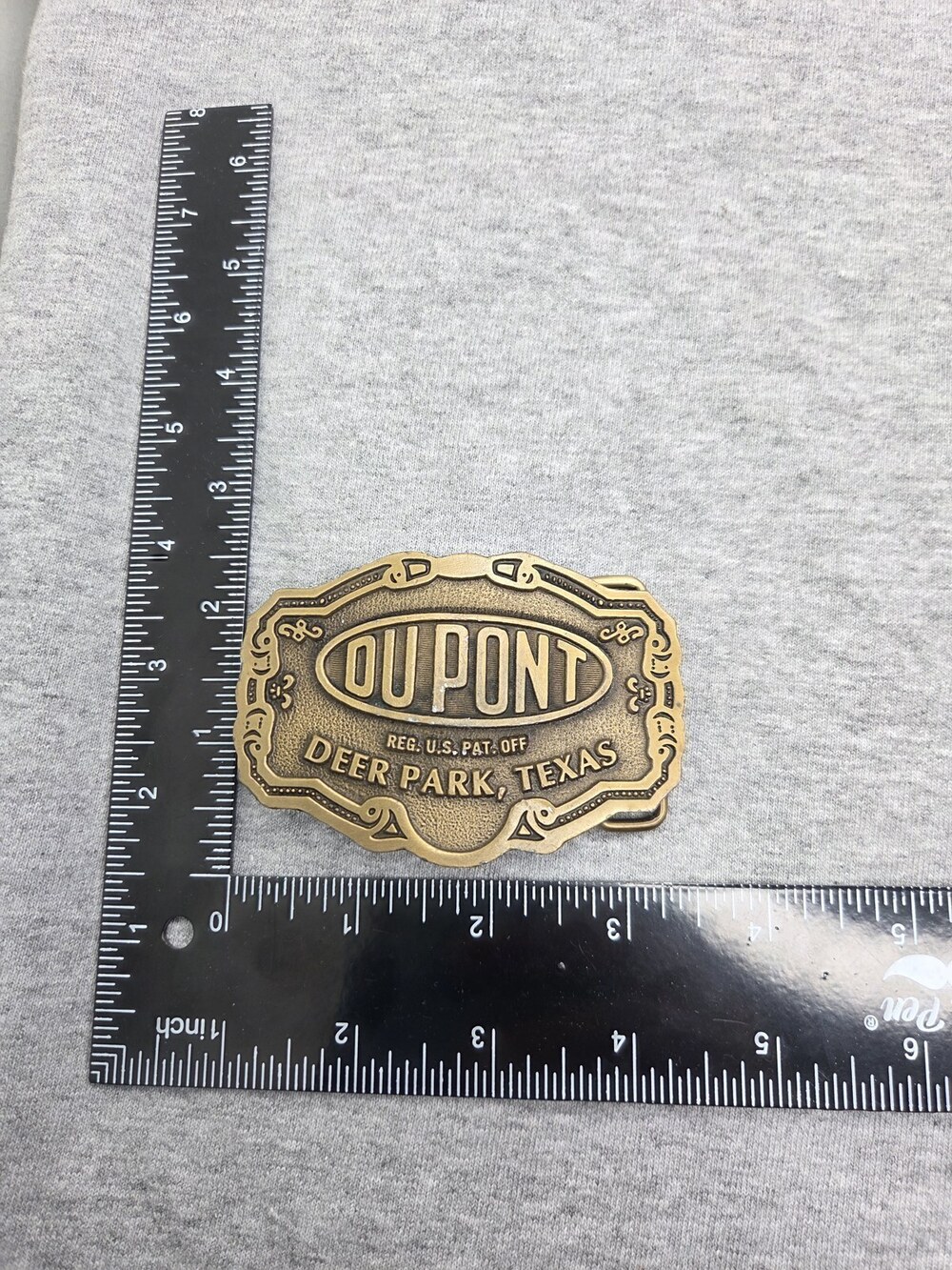 Vintage DuPont Hit Line USA Deer Park Texas Advertising Belt Buckle - Picture 6 of 9